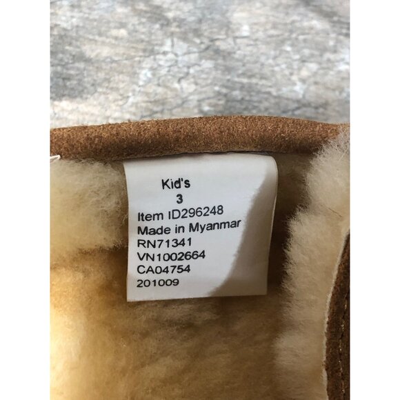 L.L. Bean Kids Youth Wicked Good Suede Leather Shearling Slippers Moccasins 3 - Picture 5 of 8